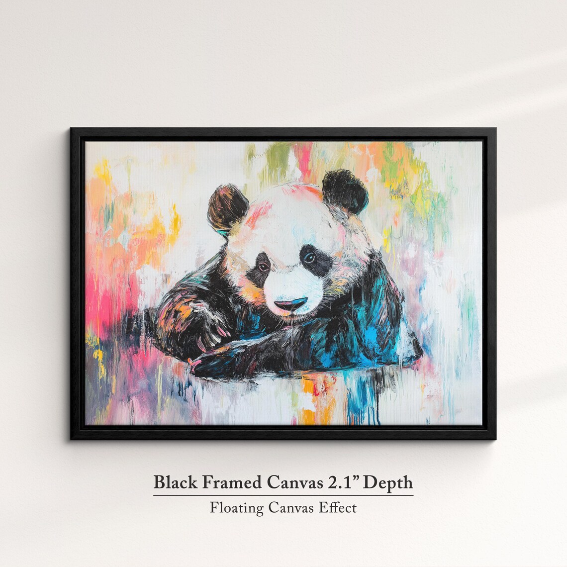 Panda Abstract Oil Painting Colorful Pastel Wildlife Portrait Wall Art - Image 2