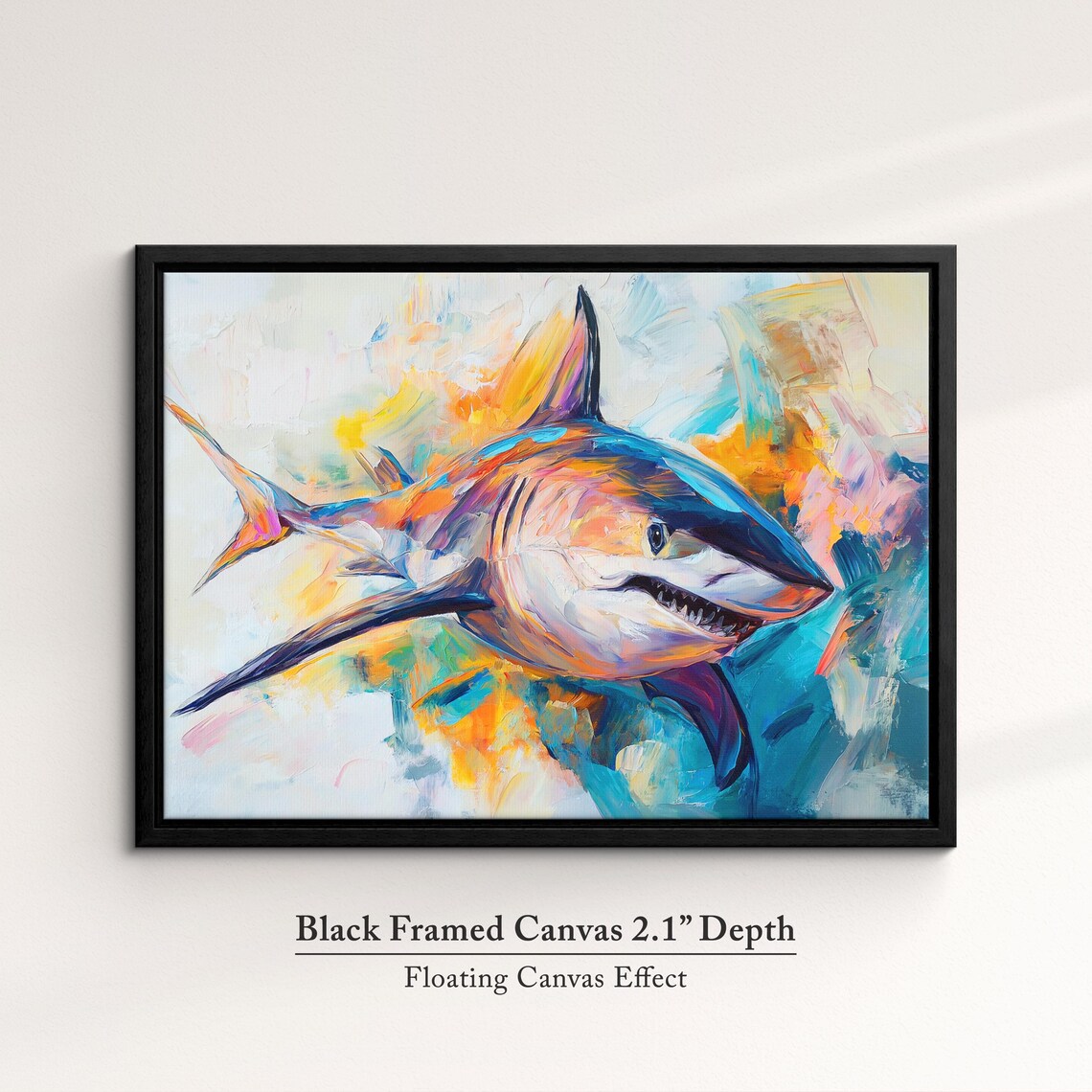 Great White Shark Abstract Oil Painting Colorful Ocean Wildlife Poster - Image 2