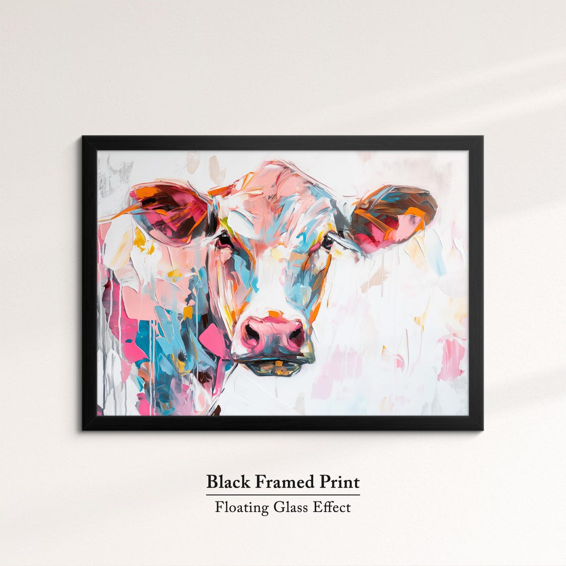 Cow Head Colorful Pastel Abstract Farm Animal Portrait Wall Art - Image 8