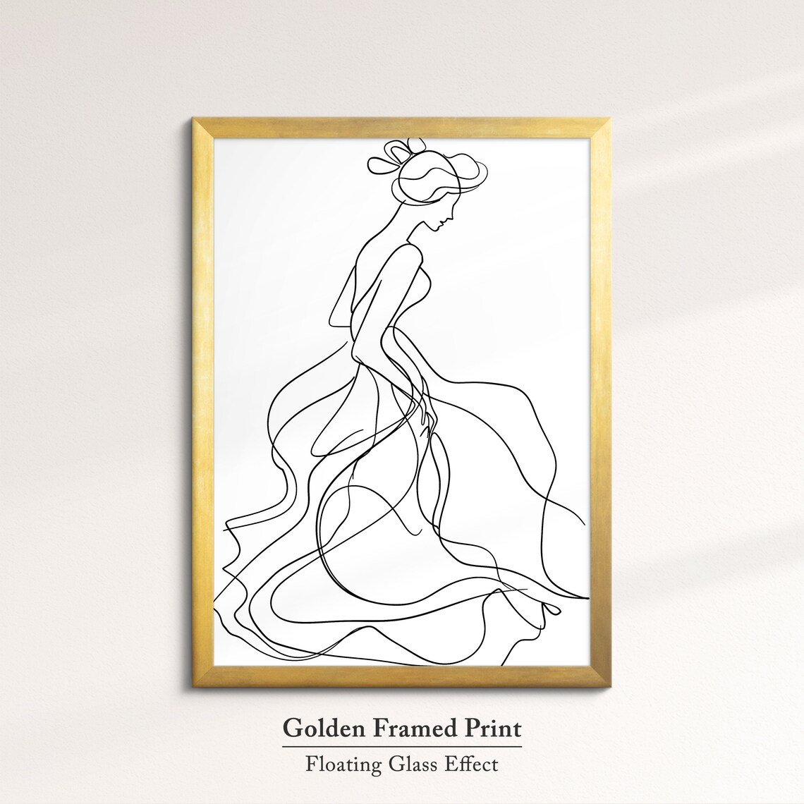 Woman in Flowing Wedding Dress Continuous Line Art Drawing Minimalist Poster - Image 5