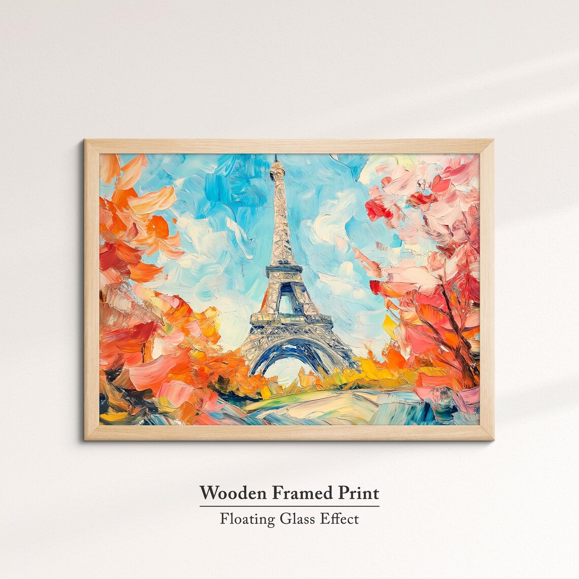 Eiffel Tower Paris Vibrant Autumn Foliage Oil Painting Travel Poster - Image 6