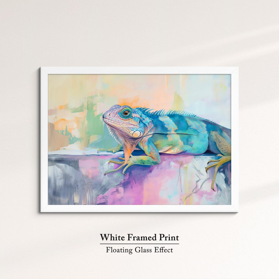 Colorful Iguana Blue Teal Abstract Reptile Painting Lizard Art Poster - Image 7