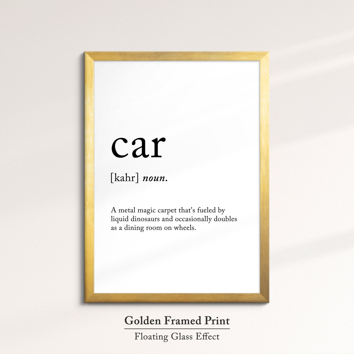 Car Funny Definition Dictionary Quote Minimalist Framed Print Framed Wall Art Poster Home Decor Interior Funny Gifts For Car Lover - Image 5