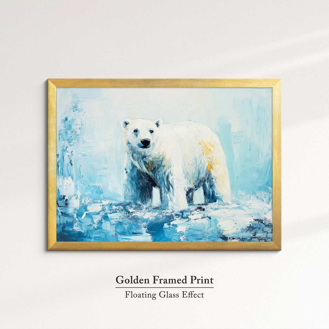 Polar Bear Standing Blue Ice Abstract Oil Painting Wildlife Wall Art Poster - Image 5