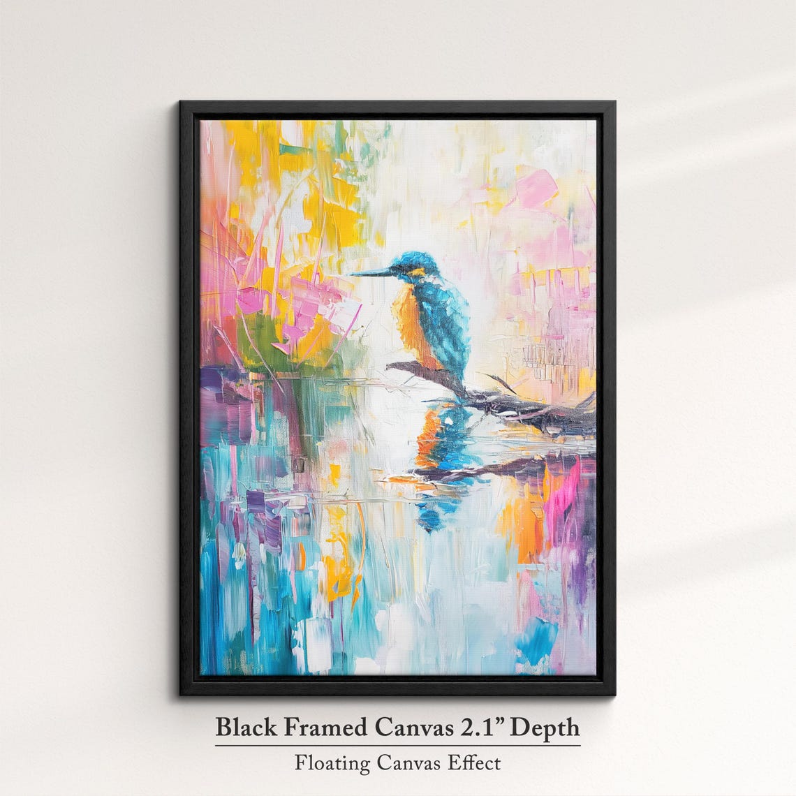 Colorful Kingfisher Bird Abstract Watercolor Style Wildlife Wall Art - Image 2