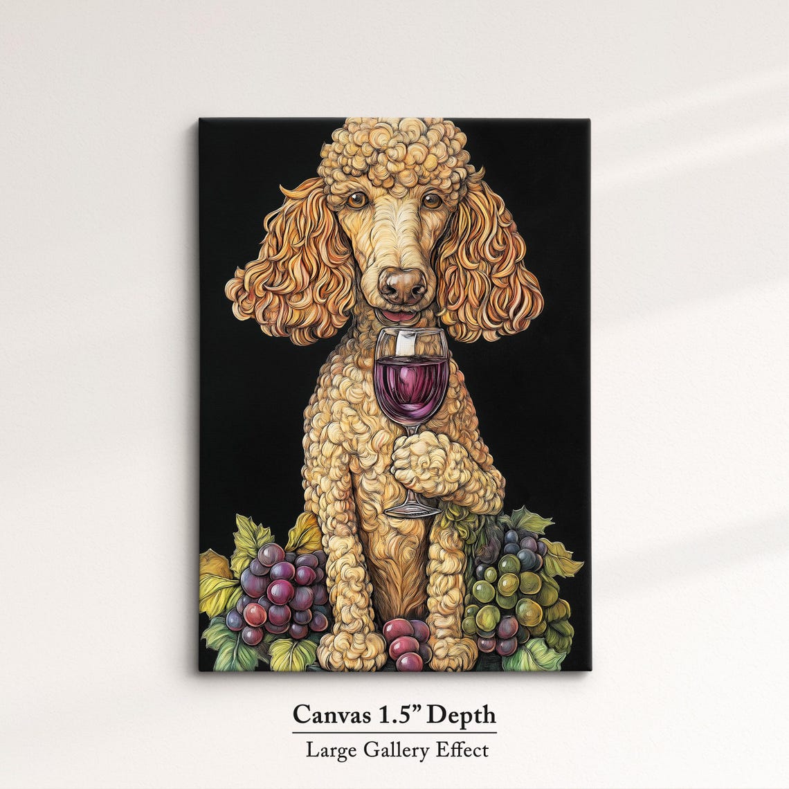 Poodle Dog Holding Red Wine Glass Grape Vineyard Elegant Art Poster - Image 3