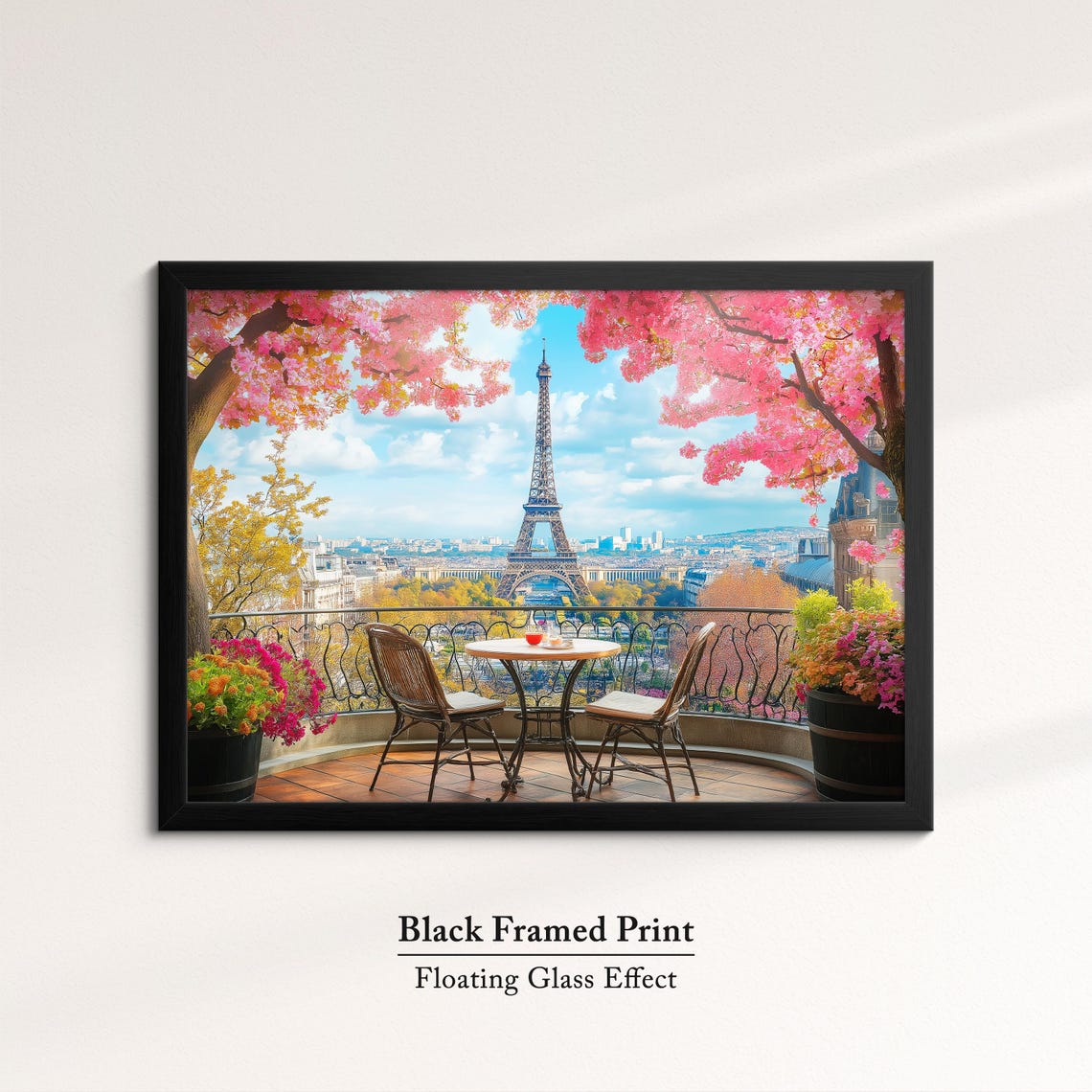 Eiffel Tower Paris Balcony Cherry Blossoms Romantic Travel Art Poster - Image 8