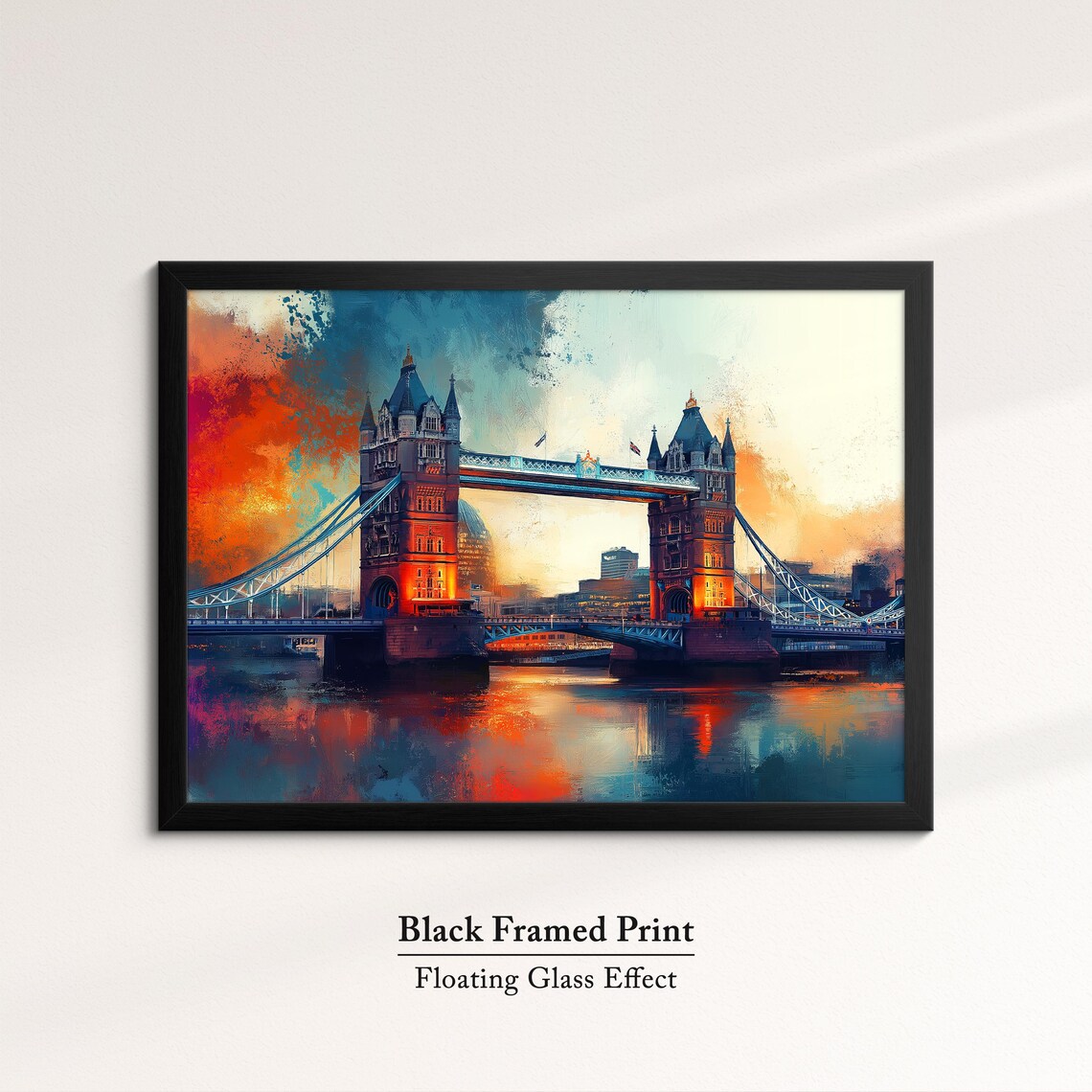 Tower Bridge London Sunset Watercolor Vibrant River Thames Art Poster - Image 8