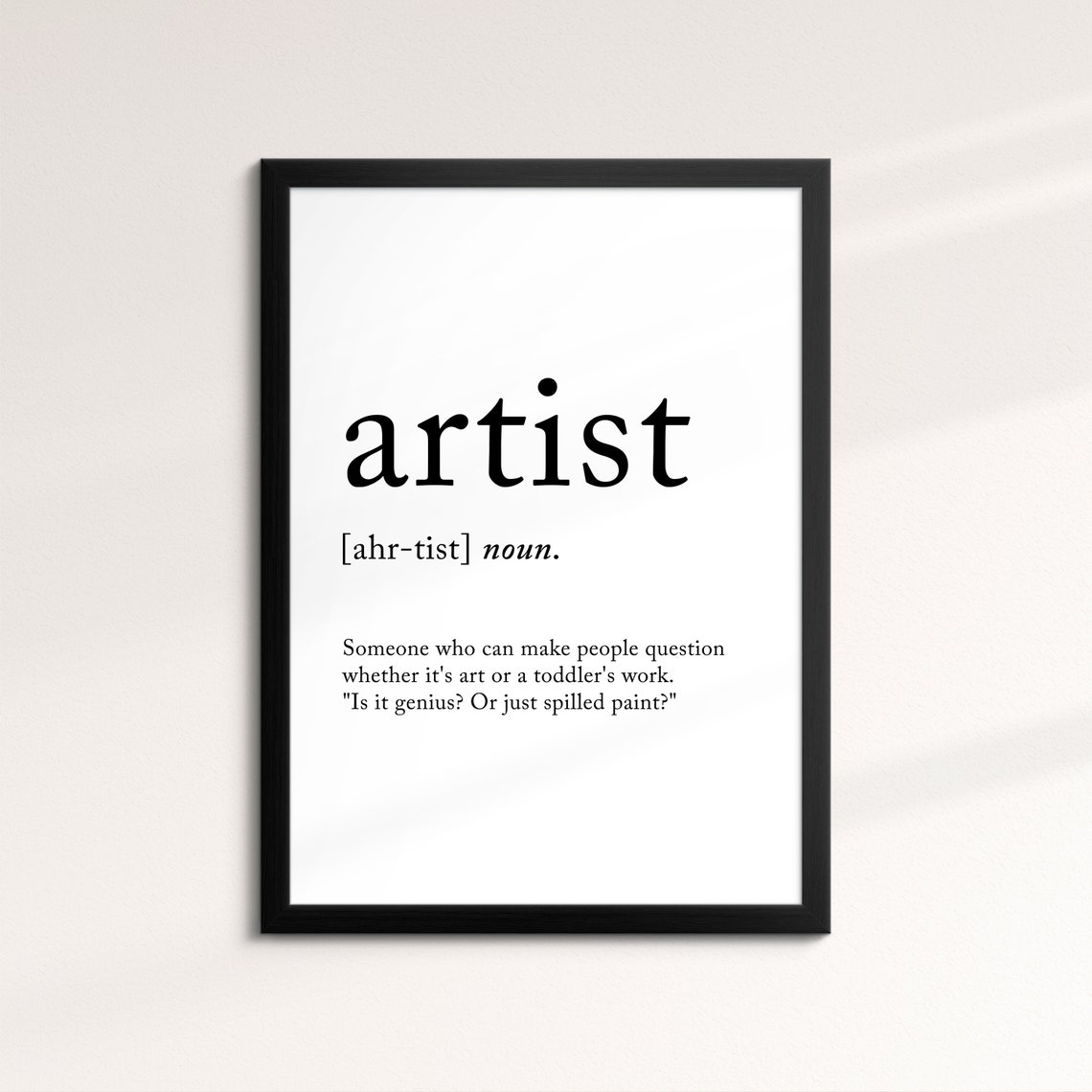 Artist Funny Dictionary Definition Quote Minimalist Typography Poster