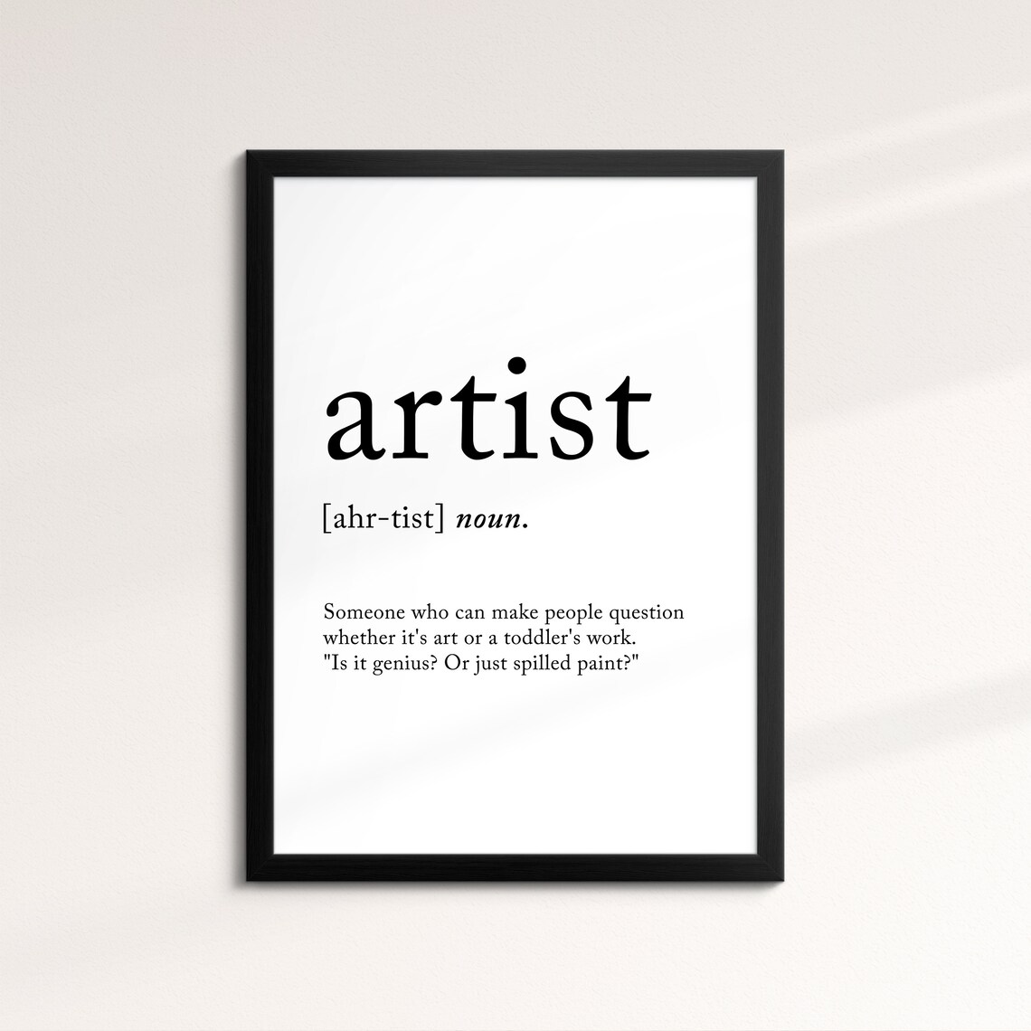 Artist Minimalist Definition Quote Word Art Framed Print Framed Female Wall Art Lady Poster Feminine Home Decor Gifts For Her
