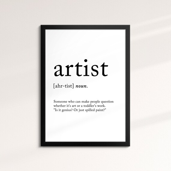 Artist Minimalist Definition Quote Word Art Framed Print Framed Female Wall Art Lady Poster Feminine Home Decor Gifts For Her