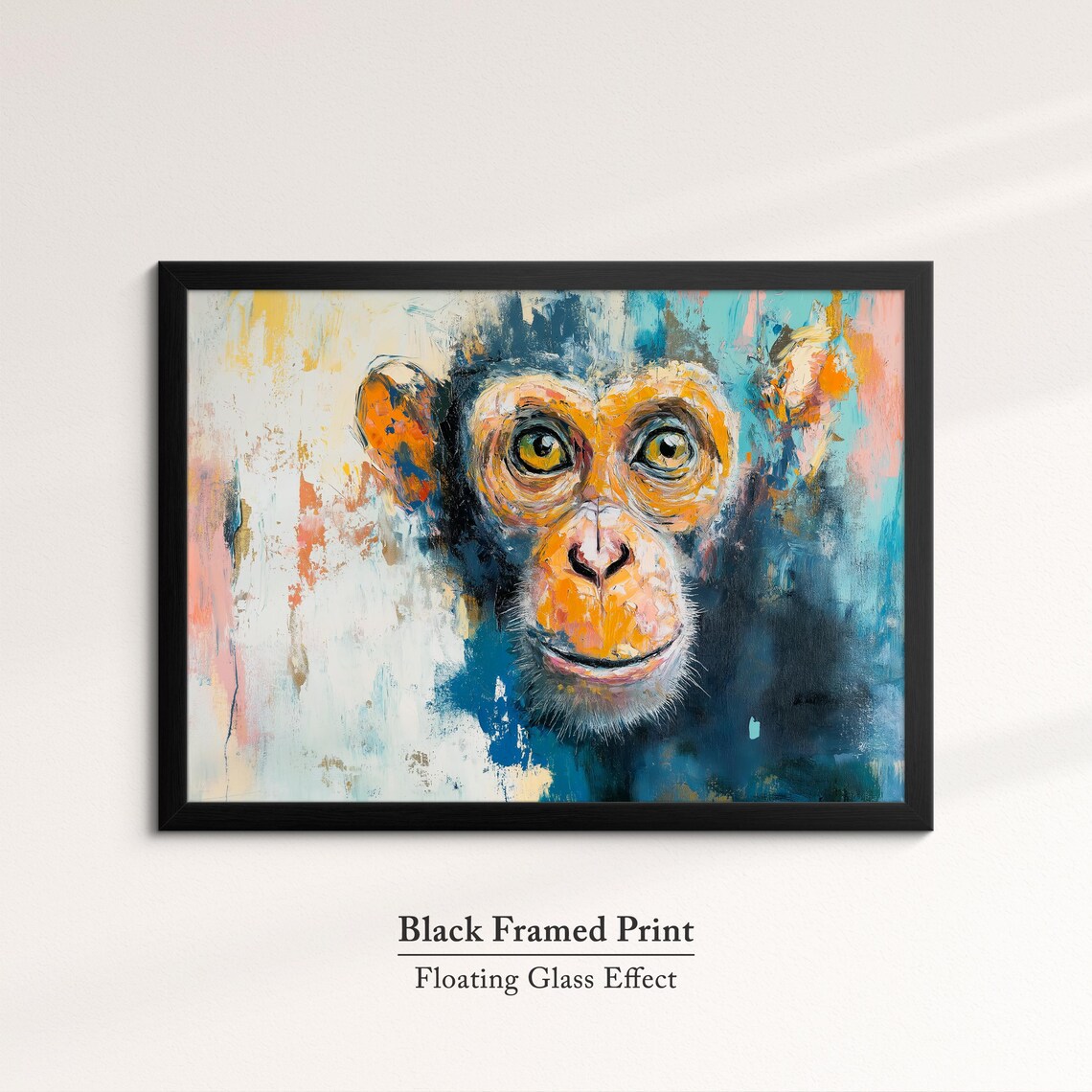 Chimpanzee Abstract Oil Painting Colorful Primate Portrait Wall Art - Image 8