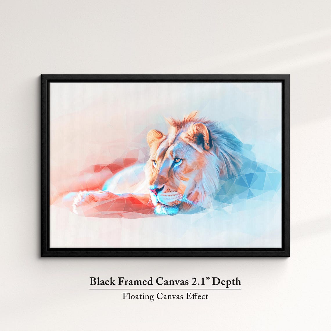 Lion Low Poly Geometric Pastel Pink Blue Abstract Wall Art Poster - Image 2