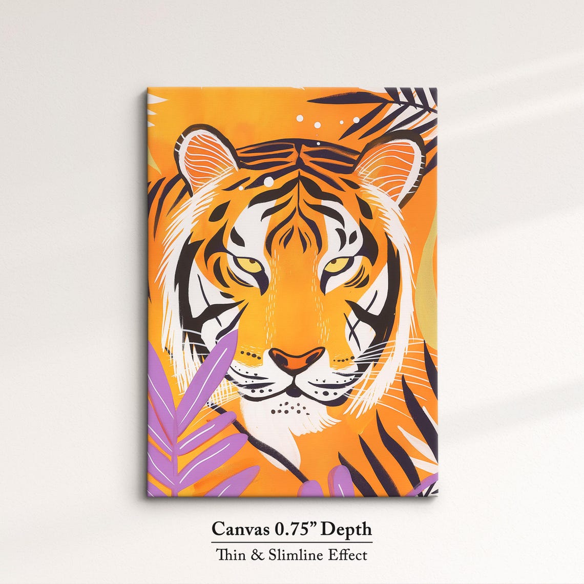 Bold Tiger Art Jungle Safari Wall Decor Vibrant Animal Print Modern Wildlife Home Decoration Orange And Purple Tropical Art - Image 4