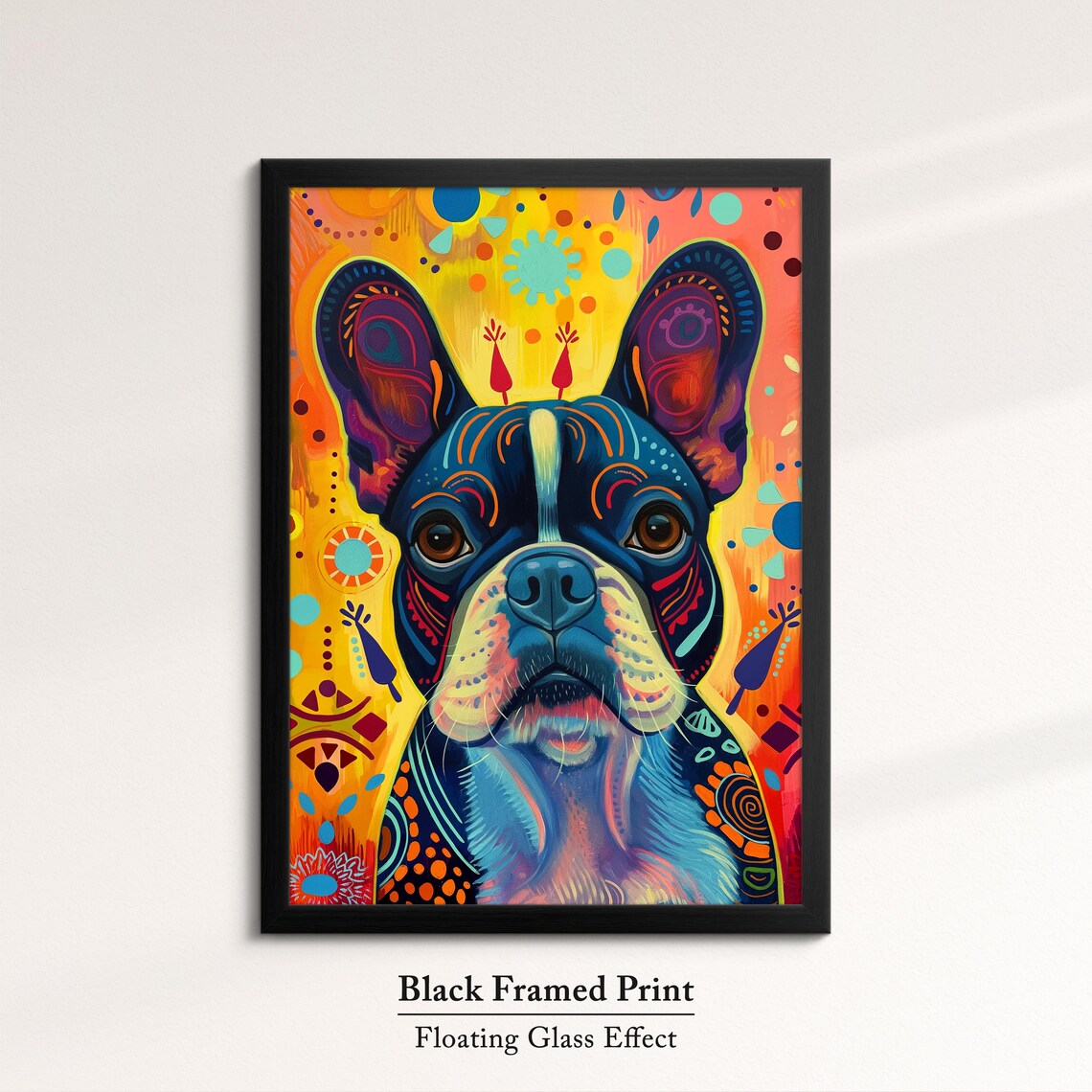 French Bulldog Folk Art Yellow Bright Playful Puppy Portrait Poster - Image 8
