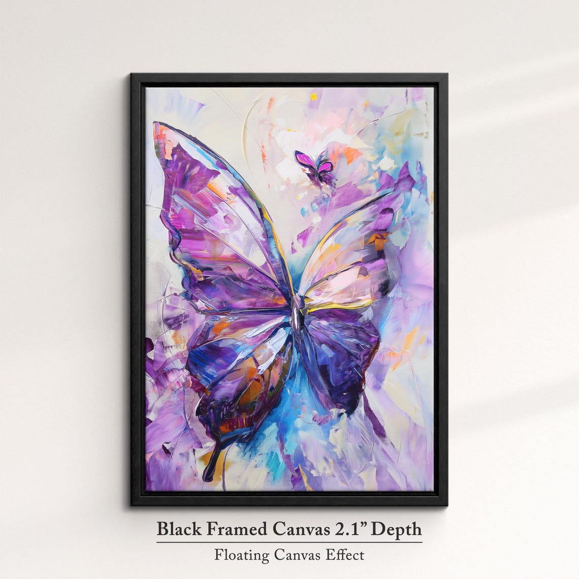 Large Purple Butterfly Pair Delicate Pastel Abstract Wall Art - Image 2