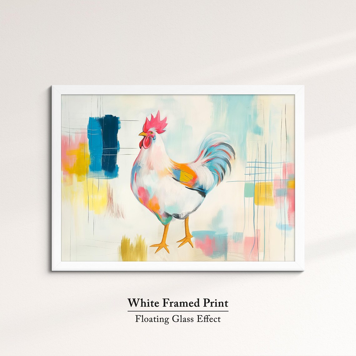 Rooster Colorful Pastel Abstract Oil Painting Farm Bird Wall Poster - Image 7