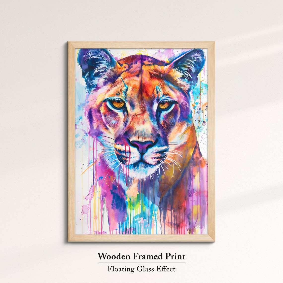Colorful Watercolor Lioness Portrait Paint Splatter Wildlife Art Poster - Image 6