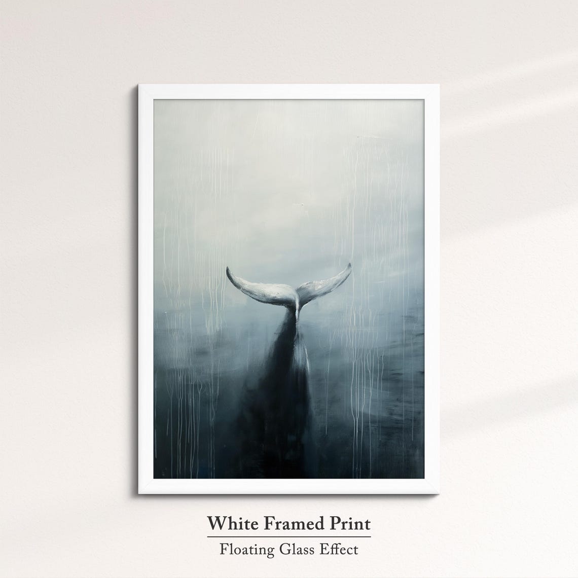 Whale Tail Diving Misty Ocean Gray Minimalist Abstract Wall Art Poster - Image 7