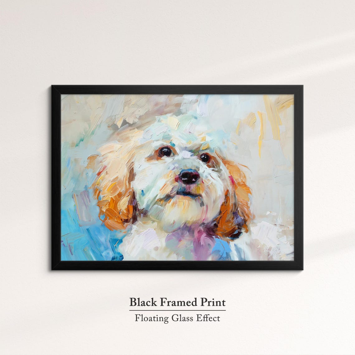 Cockapoo Portrait White Orange Coat Soft Blue Abstract Dog Poster - Image 8
