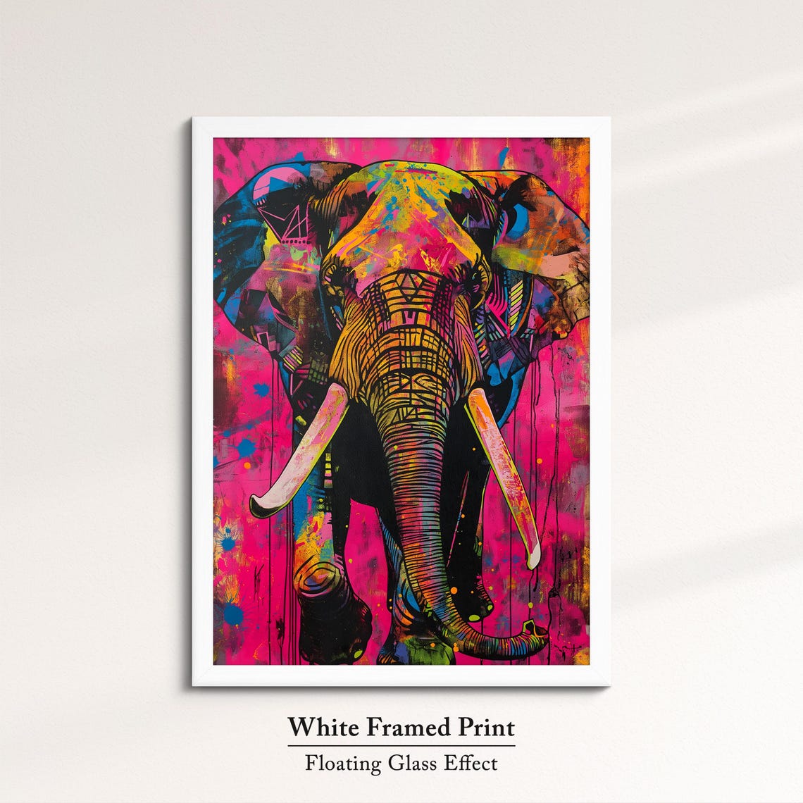 Colorful Elephant Pop Art Hot Pink Graffiti Street Style Wall Poster - Image 7