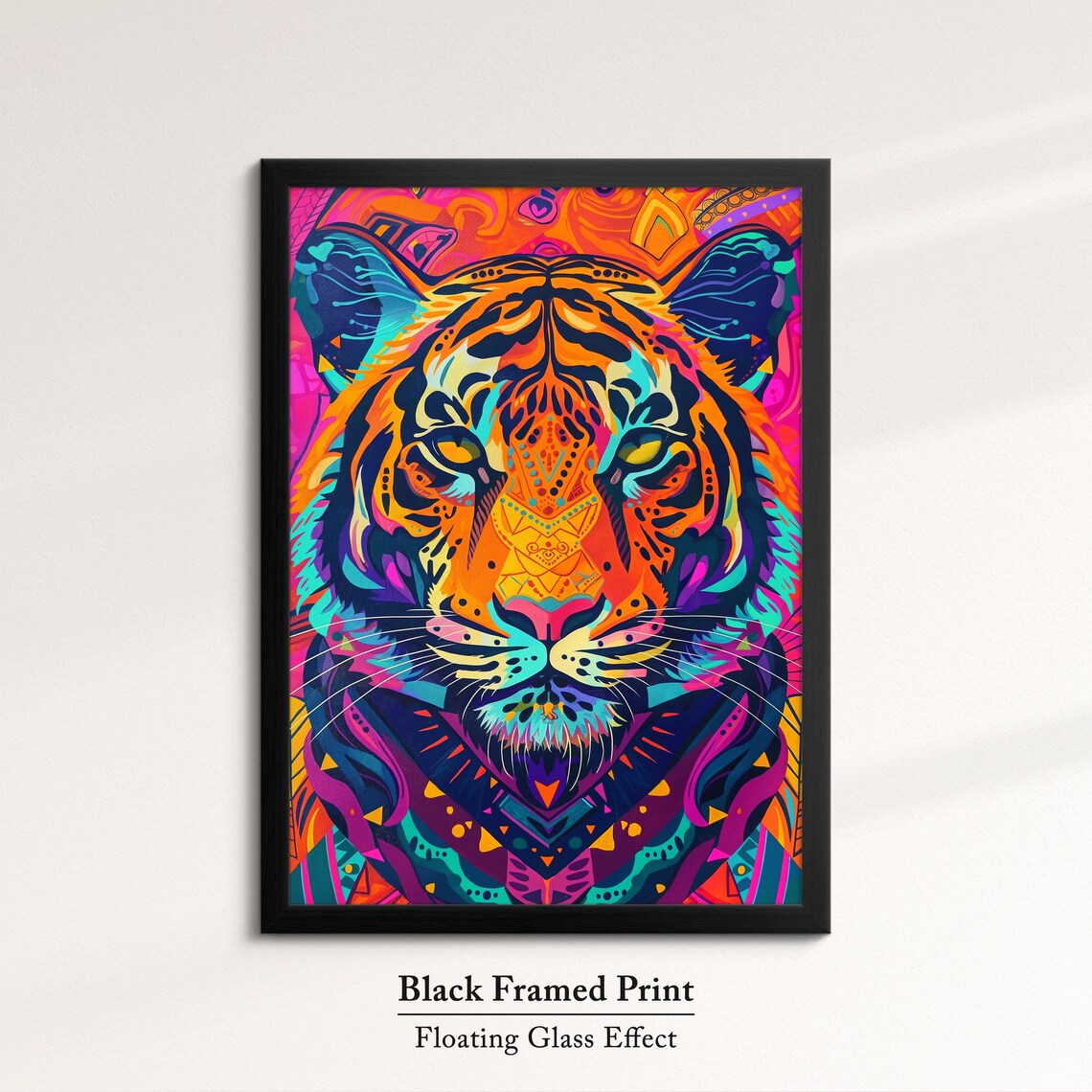 Tiger Symmetric Mandala Pop Art Face Vibrant Orange Teal Wildlife Poster - Image 8