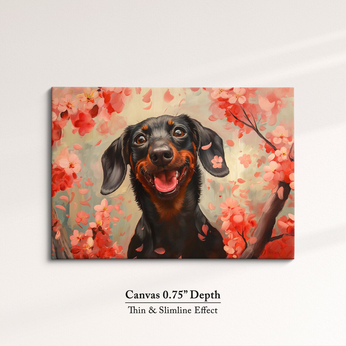 Grinning Black And Tan Dachshund In Red Blossoms Joyful Art Poster - Image 4