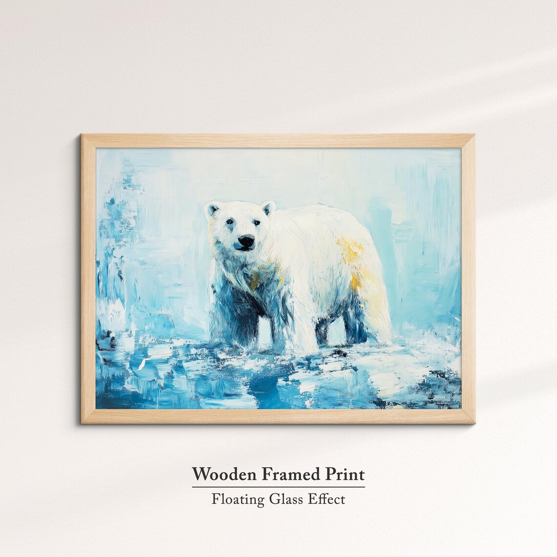 Polar Bear Standing Blue Ice Abstract Oil Painting Wildlife Wall Art Poster - Image 6