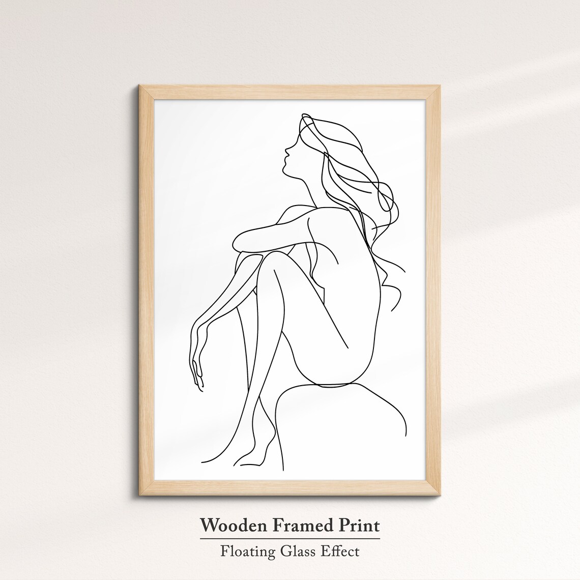 Seated Woman With Long Hair Continuous Line Art Drawing Minimalist Poster - Image 6