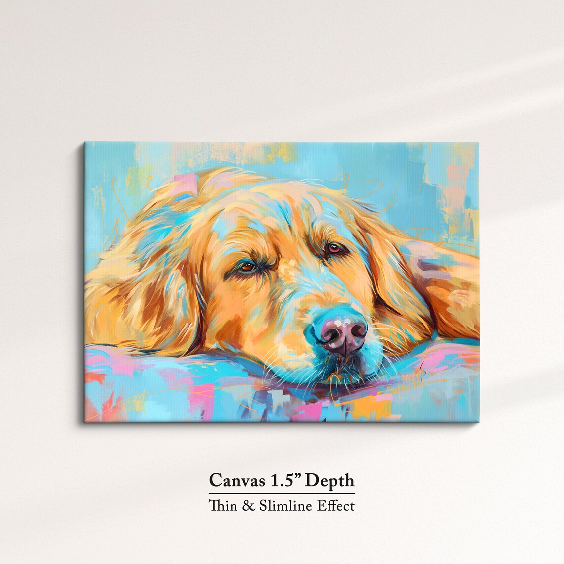 Golden Retriever Resting Colorful Oil Painting Dog Portrait Poster - Image 3