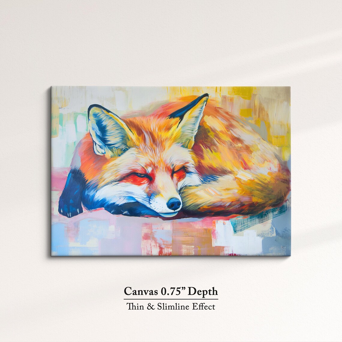 Sleeping Fox Colorful Abstract Oil Painting Vibrant Wildlife Poster - Image 4