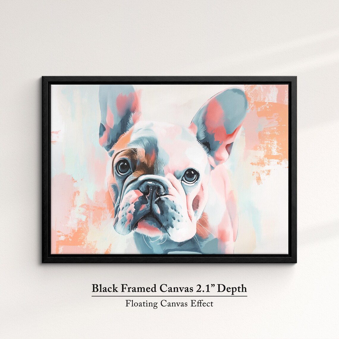 French Bulldog Soft Blush Pastel Watercolor Portrait Dog Art Poster - Image 2