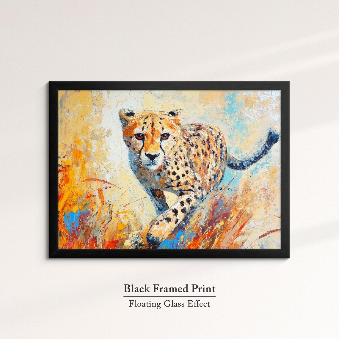 Cheetah Running Colorful Palette Knife Abstract Wildlife Wall Art Poster - Image 8