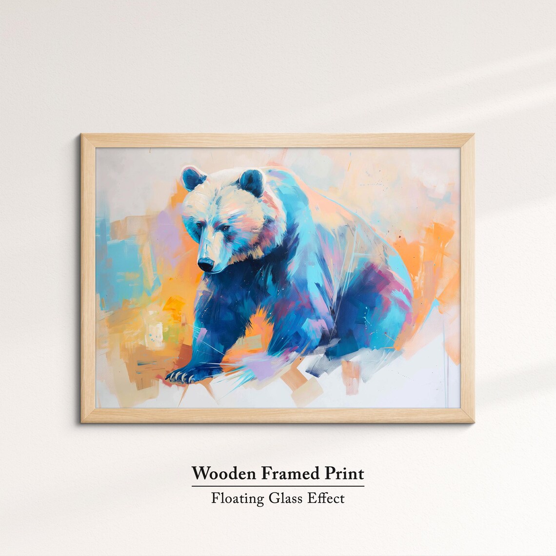 Bear Colorful Blue Orange Pastel Abstract Wildlife Painting Poster - Image 6