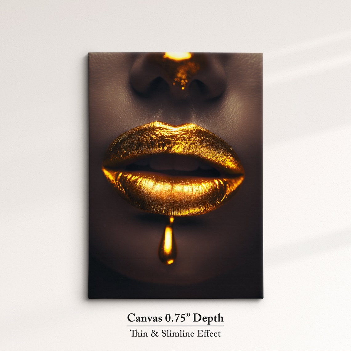 Gold Lips Art Luxurious Framed Wall Decor Bold And Elegant Artwork Perfect For Living Room Or Bedroom Modern Glam Gift Idea - Image 4