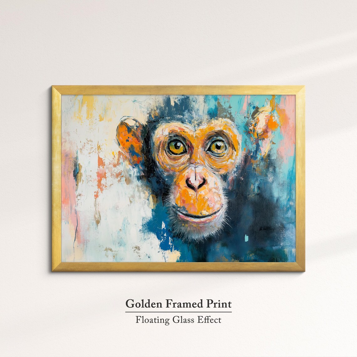 Chimpanzee Abstract Oil Painting Colorful Primate Portrait Wall Art - Image 5