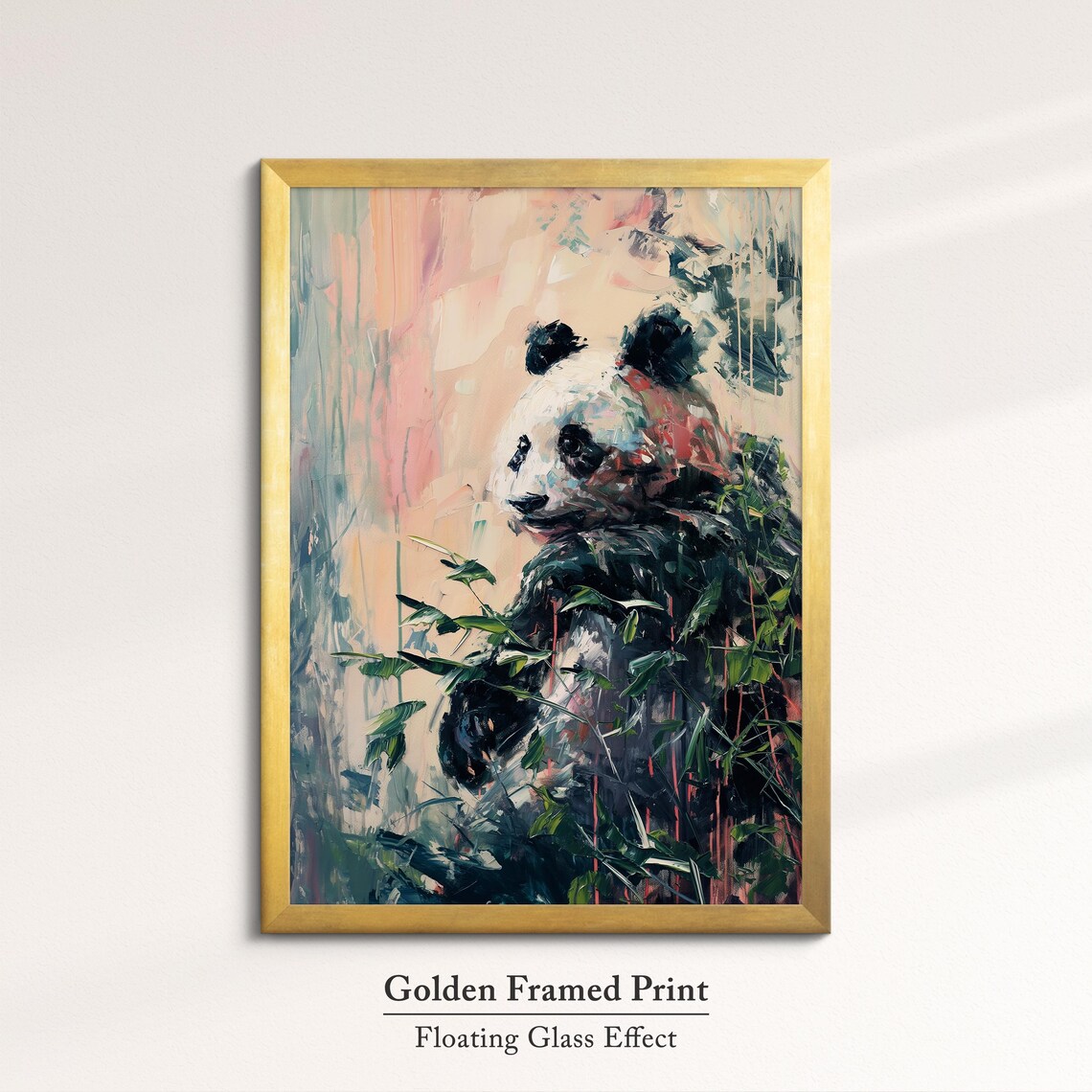 Giant Panda Among Bamboo Colorful Abstract Oil Painting Wall Art - Image 5