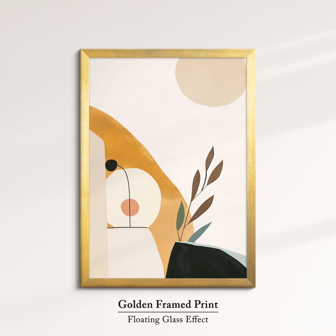 Boho Mustard Arch Abstract Sun Botanical Leaves Minimalist Wall Poster - Image 5
