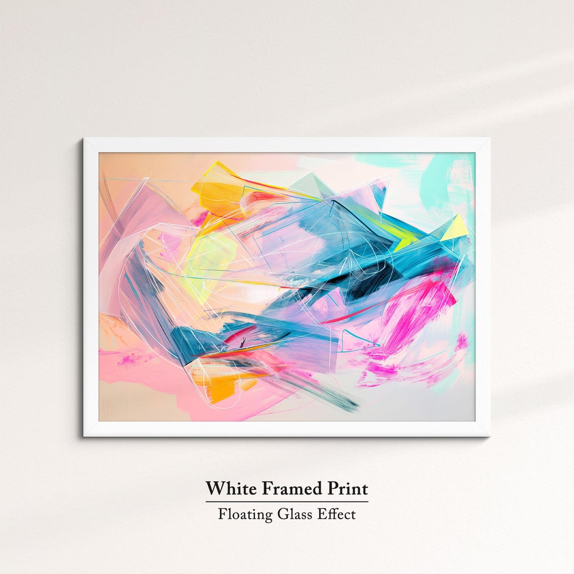 Vibrant Abstract Expressive Brushstrokes Pink Blue Modern Wall Art - Image 7