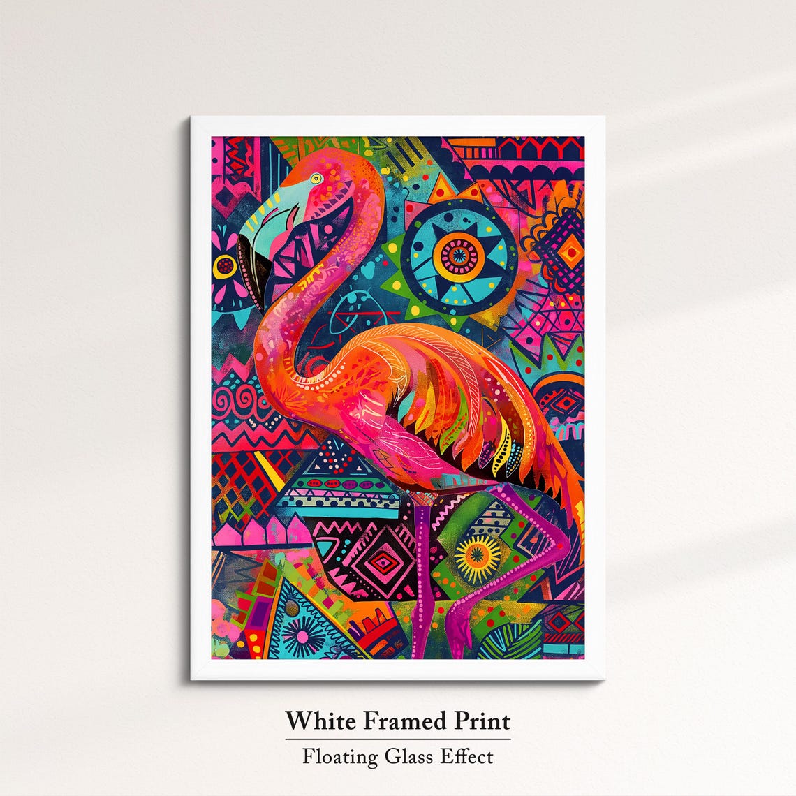 Pink Flamingo Pop Art Tribal Pattern Bright Tropical Bird Wall Poster - Image 7