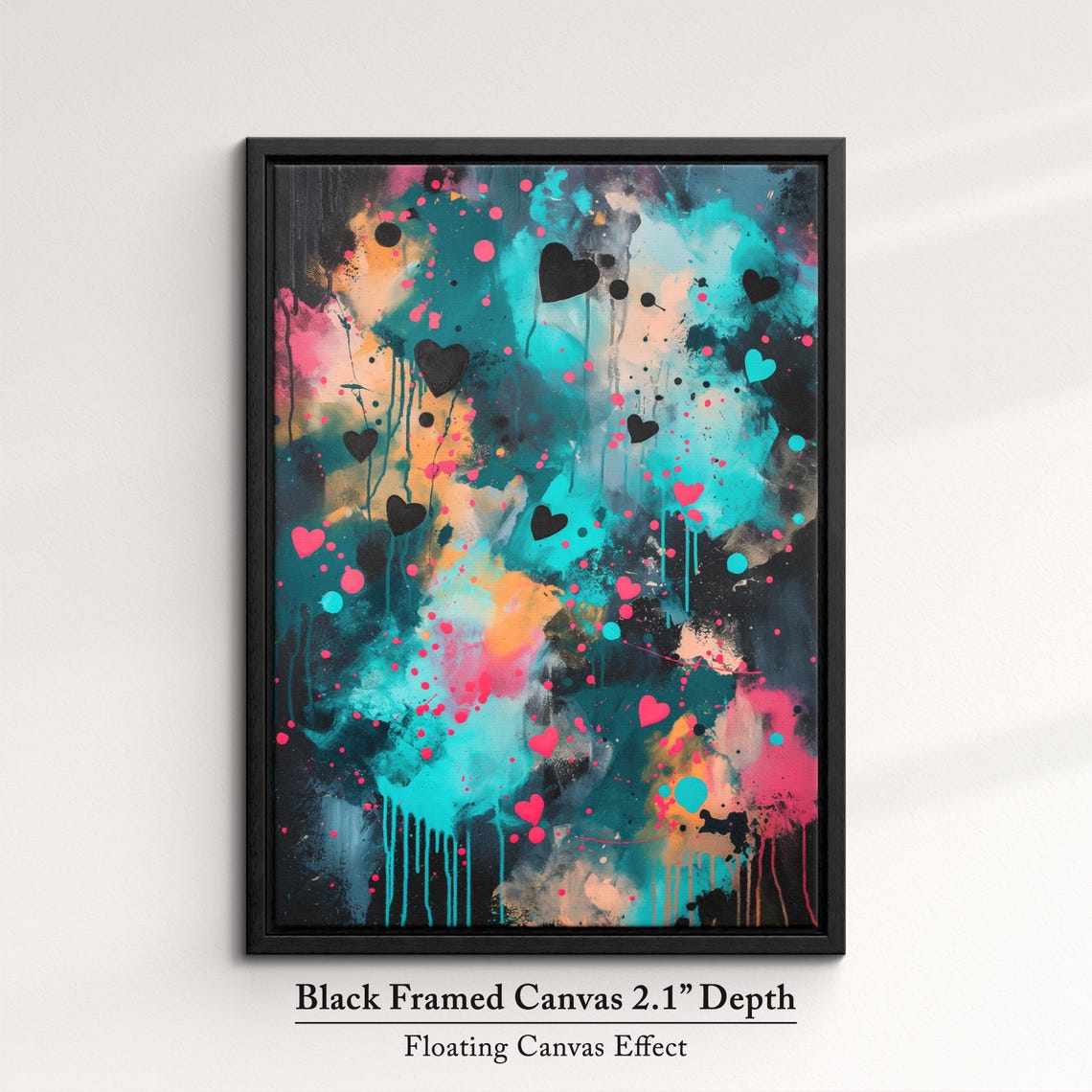 Colorful Abstract Heart Art Modern Love Inspired Wall Decor Bold Dripping Paint Design Vibrant Home Or Office Artwork - Image 2