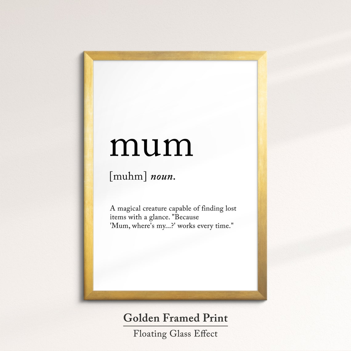 Mum Funny Dictionary Definition Noun Minimalist Black White Art Poster - Image 4