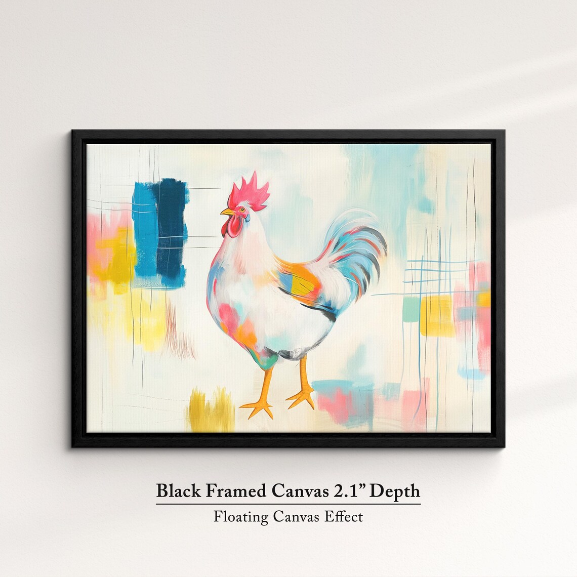 Rooster Colorful Pastel Abstract Oil Painting Farm Bird Wall Poster - Image 2