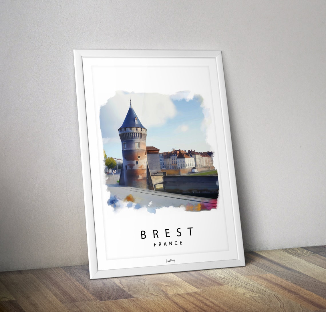 Brest France Tanguy Tower Harbor Watercolor Maritime Art Poster