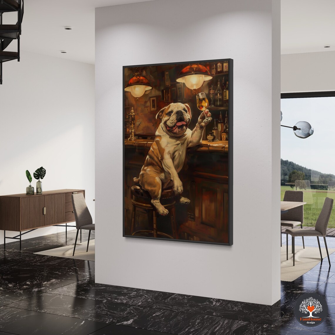Whimsical English Bulldog Personalized Pet Portrait Print - Image 3