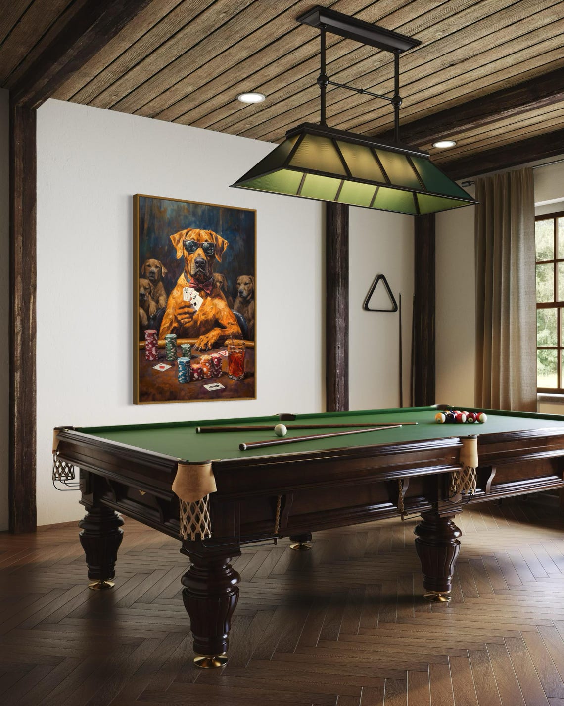 Cool Rhodesian Ridgeback Poker Player Holding Aces and Chips Poster - Image 2