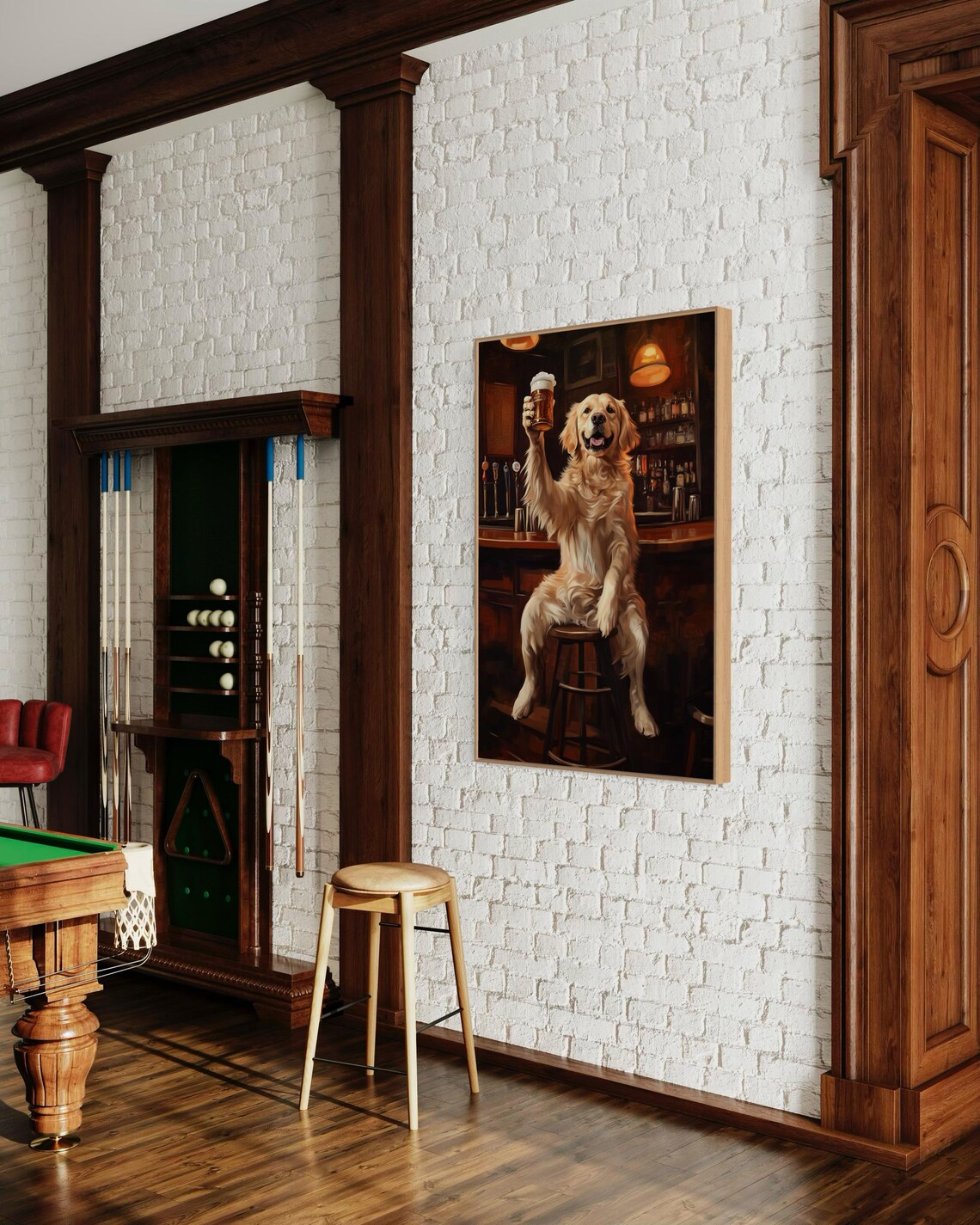 Golden Retriever Bar Dog Art Print, Rustic Tavern Decor - Image 6
