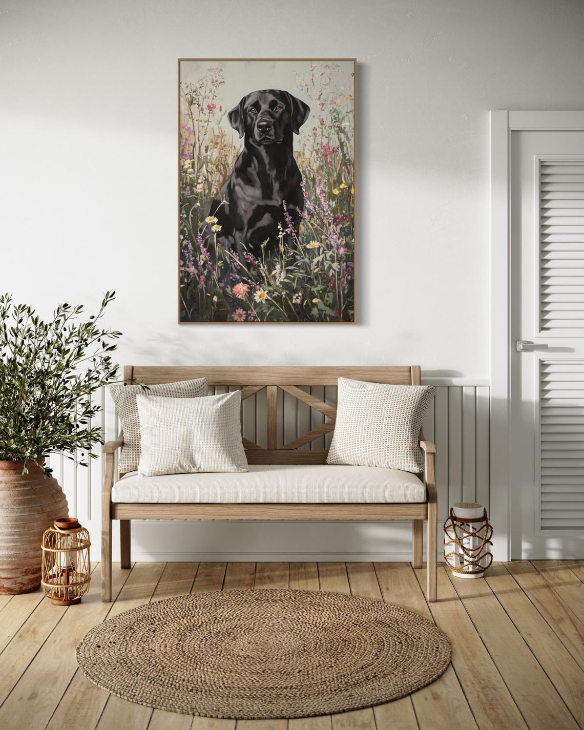 Sweet Black Labrador Sitting Among Spring Wildflowers Meadow Poster - Image 5