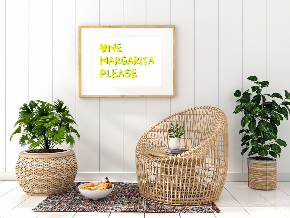 One Margarita Please Lime Yellow Cocktail Poster With Heart Pop - Image 3