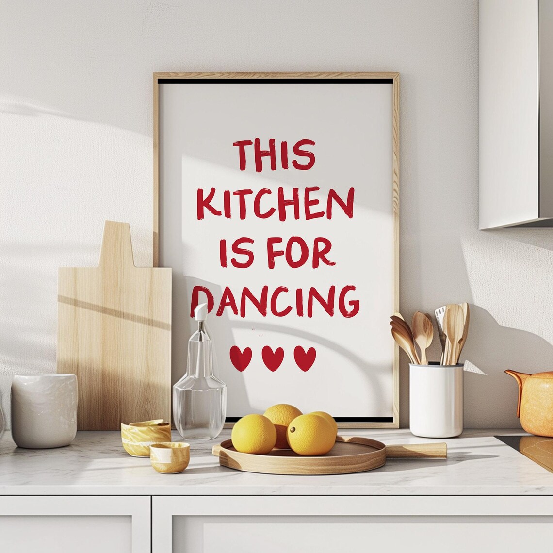 This Kitchen Is For Dancing Sign Print Kitchen Wall Art Cute Kitchen Decor Aesthetic Kitchen Decor Cute Dance Art Red Kitchen Wall Art Print - Image 3